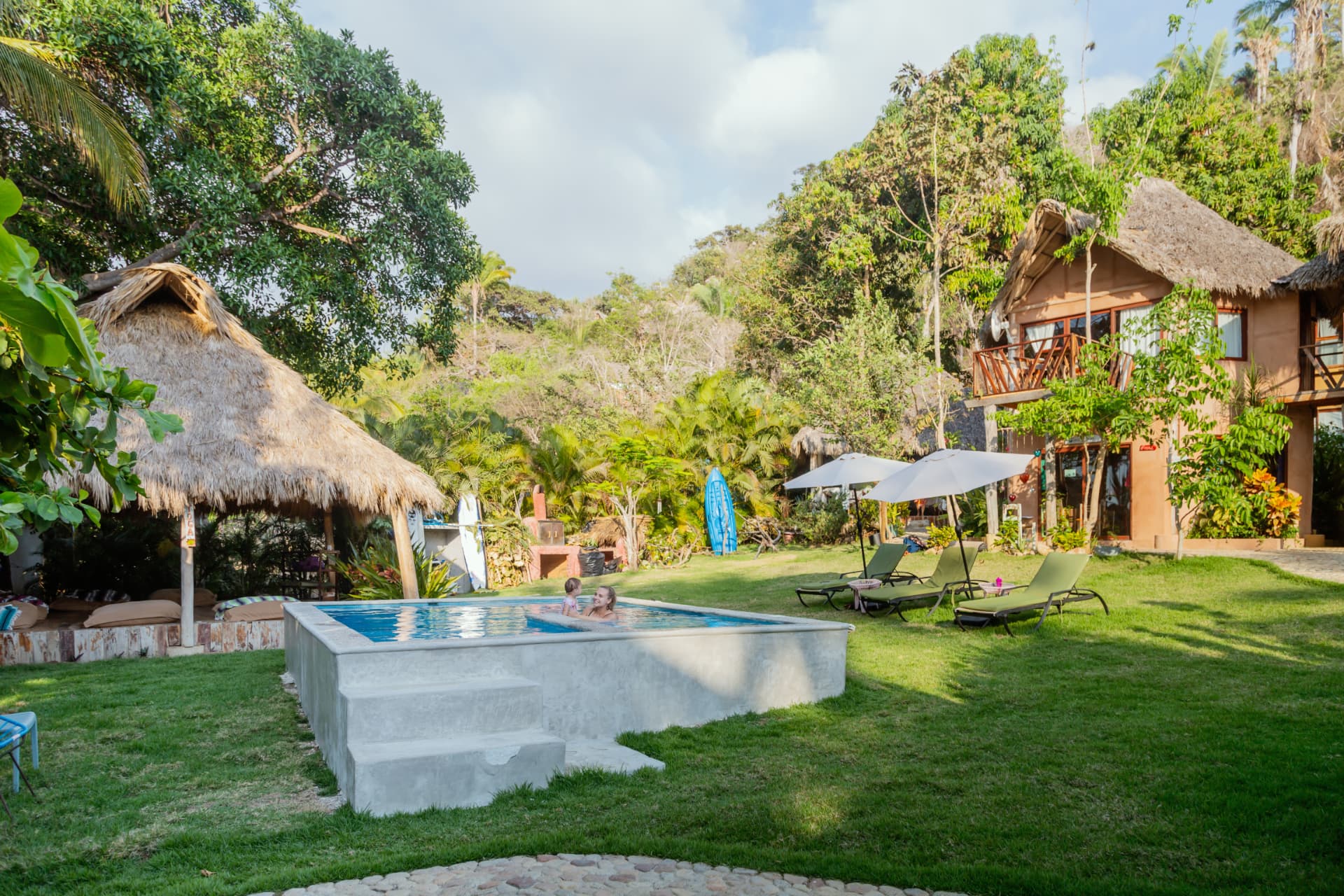 Close-up of the pool's turquoise water